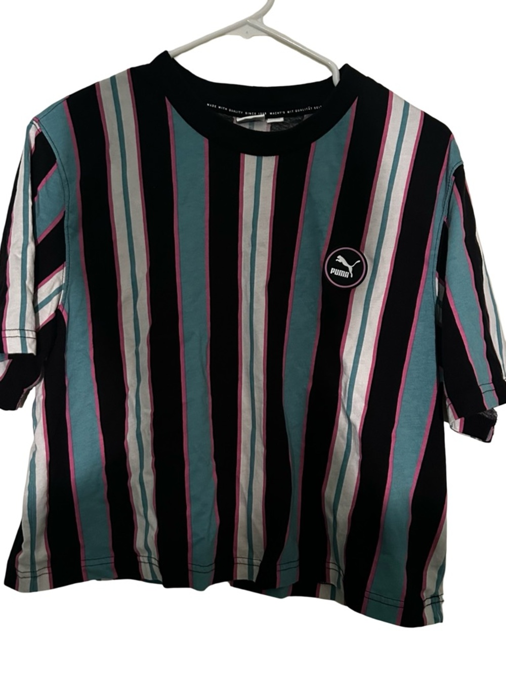 Puma Black Tee with Teal & Pink Accents